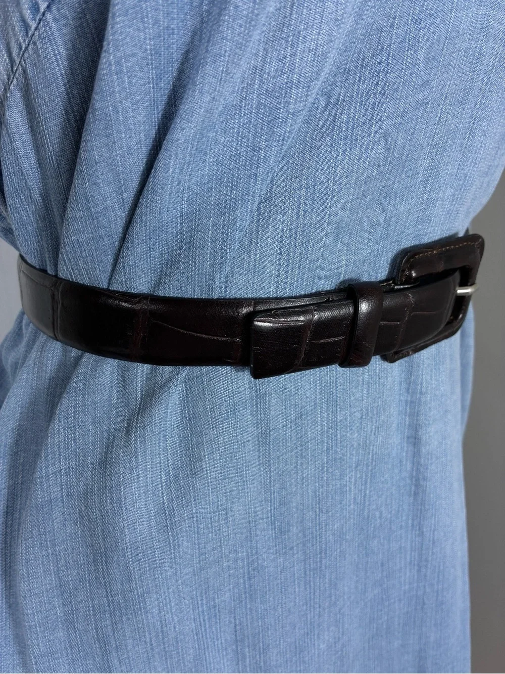 Casual Corner Womens belt Sz S made in Italy genuine leather chocolate brown